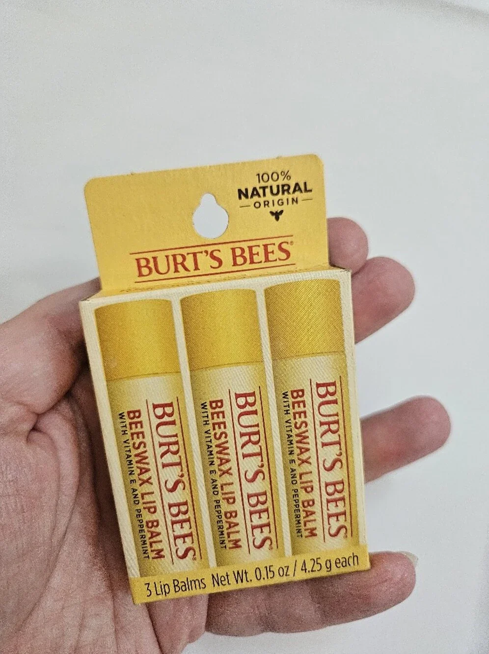 Burt's Bees Beeswax Lip Balm With Vitamin E & Peppermint (2 Balms) New